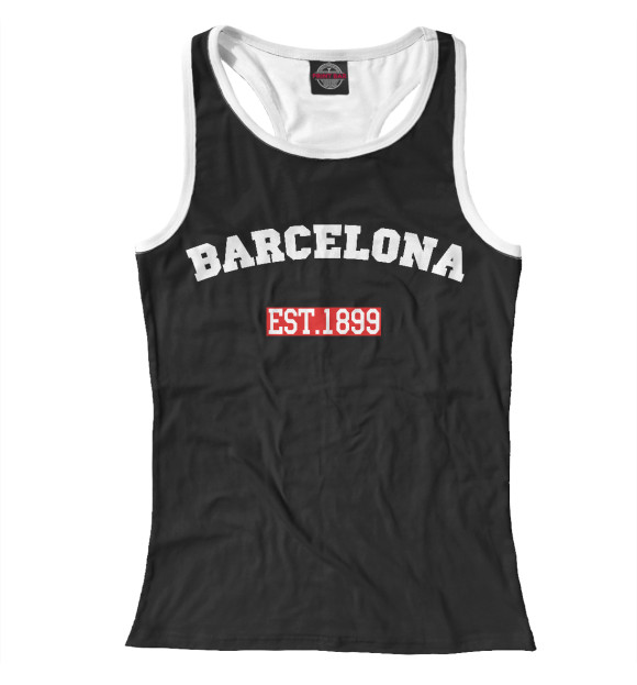 Женская майка-борцовка с изображением FC Barcelona Est.1899 цвета Белый