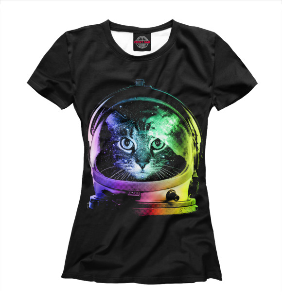 Женская футболка с изображением Space Cat цвета Белый