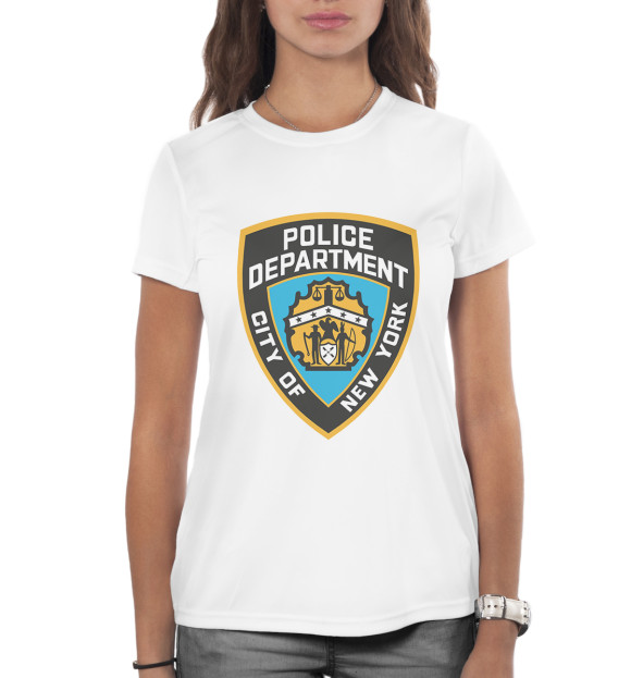 Женская футболка с изображением New York City Police Department цвета Белый