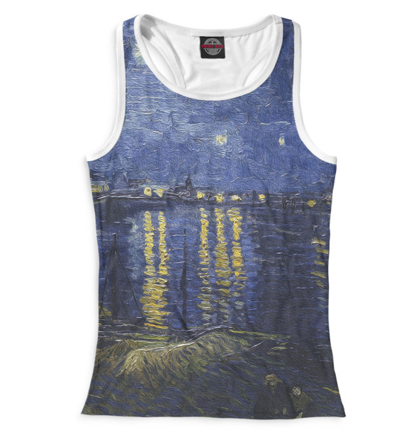 Женская майка-борцовка с изображением Ван Гог цвета Белый