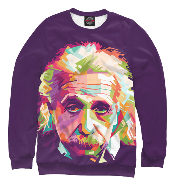 Мужской свитшот с изображением Альберт Энштейн цвета Белый