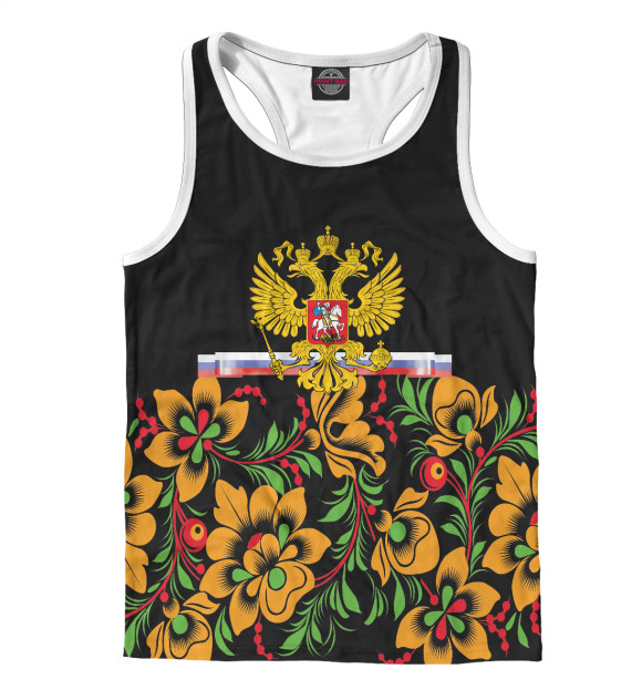 Мужская майка-борцовка с изображением Хохлома цвета Белый