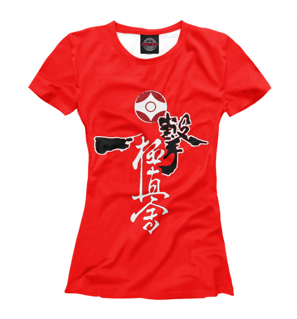 Женская футболка с изображением Kyokushinkai Hieroglyph цвета Белый