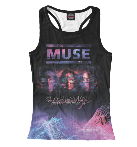 Женская майка-борцовка с притом Cyber Muse цвета Белый Женская майка-борцовка с изображением Cyber Muse цвета Белый