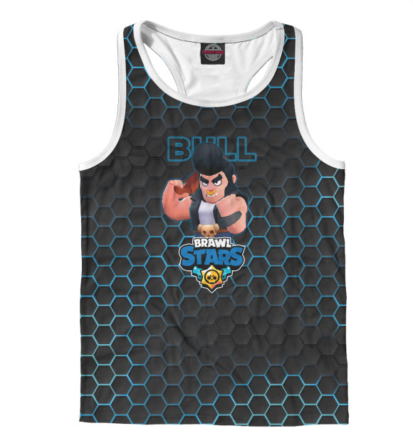 Мужская майка-борцовка с изображением Булл. Brawl Stars цвета Белый
