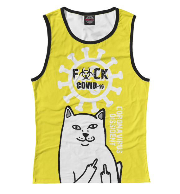 Женская майка с изображением Диссидент коронавируса цвета Белый