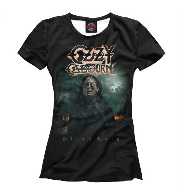 Женская футболка с изображением Ozzy Osbourne - Black Rain цвета Белый