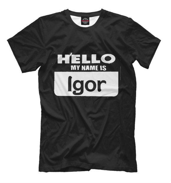 Мужская футболка с изображением Igor цвета Черный