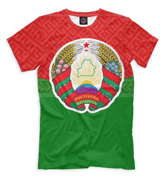 Мужская футболка с изображением Беларусь цвета Зеленый