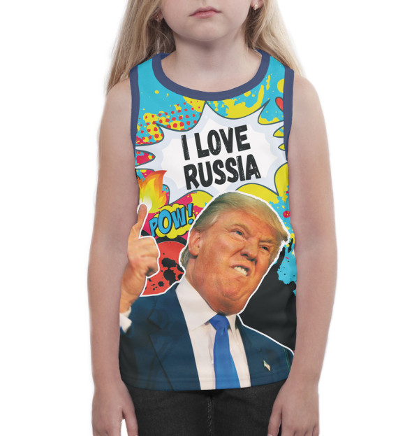 Майка для девочки с изображением Дональд Трамп цвета Белый