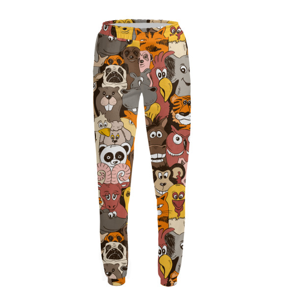 Женские спортивные штаны с изображением Прикольные зверушки цвета Белый