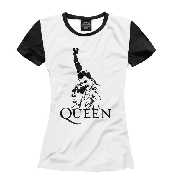 Женская футболка с притом Queen цвета Белый Женская футболка с изображением Queen цвета Белый