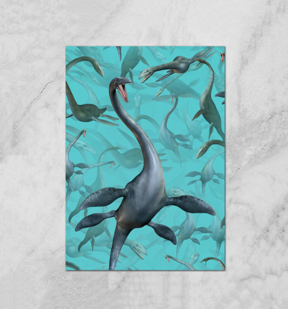 Плакат с изображением Морские динозавры цвета Белый