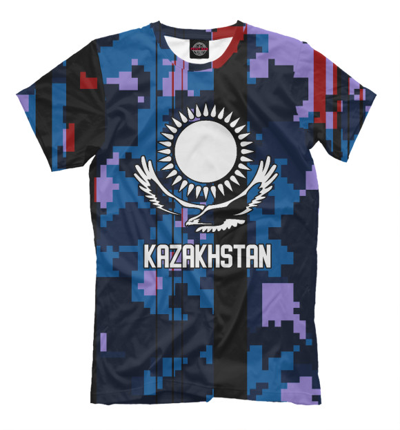Мужская футболка с изображением Kazakhstan цвета Черный