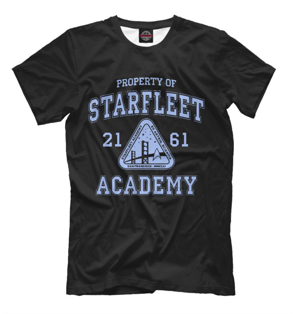 Мужская футболка с изображением Академия Звёздного флота цвета Черный