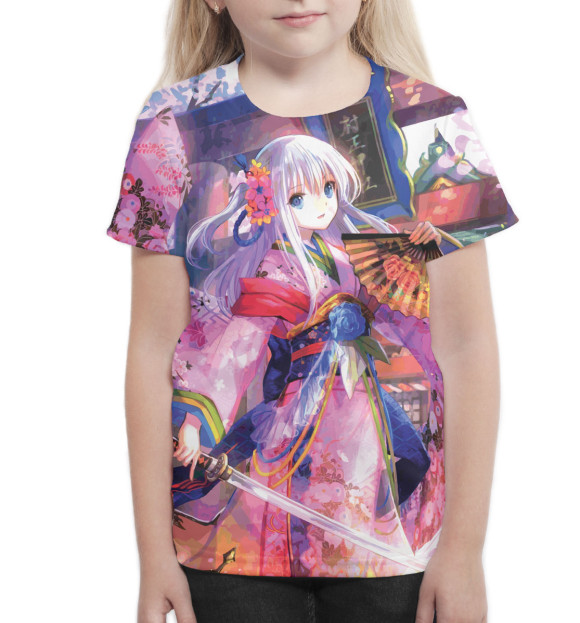Футболка для девочек с изображением Аниме цвета Белый