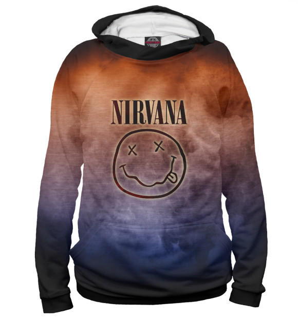 Мужское худи с изображением Nirvana цвета Белый