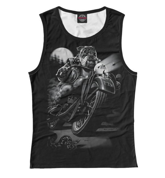 Майка для девочки с изображением Пёс-байкер / Biker dog цвета Белый