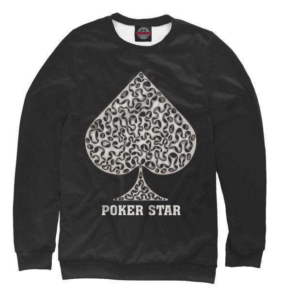 Свитшот для девочек с изображением Poker Star цвета Белый