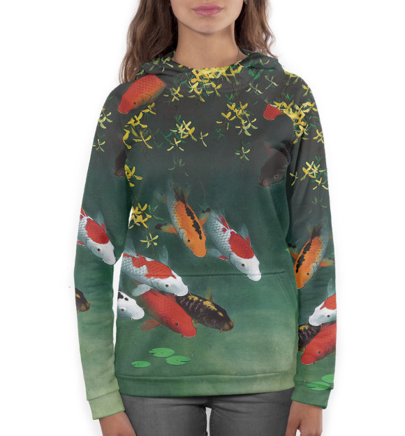 Женское худи с изображением Карпы цвета Белый