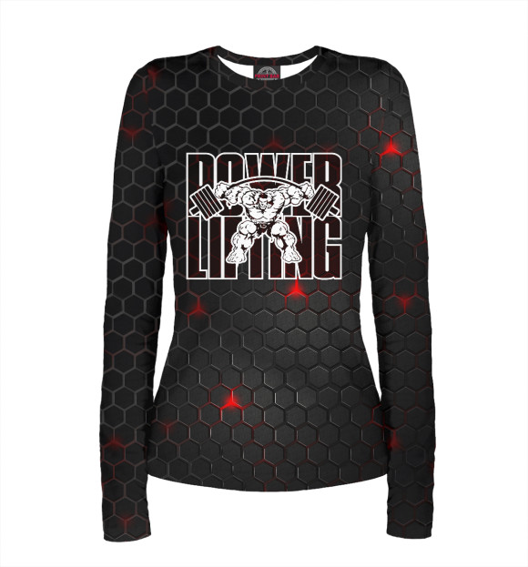 Женский лонгслив с изображением Пауэрлифтинг цвета Белый