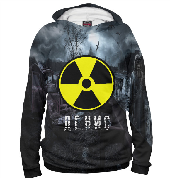 Мужское худи с изображением S.T.A.L.K.E.R-ДЕНИС цвета Белый