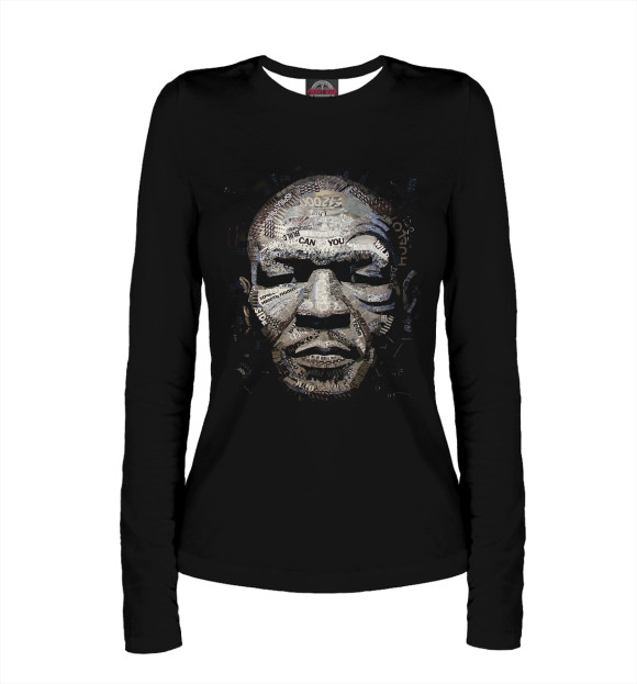 Женский лонгслив с изображением Майк Тайсон by Sasha BOM цвета Белый