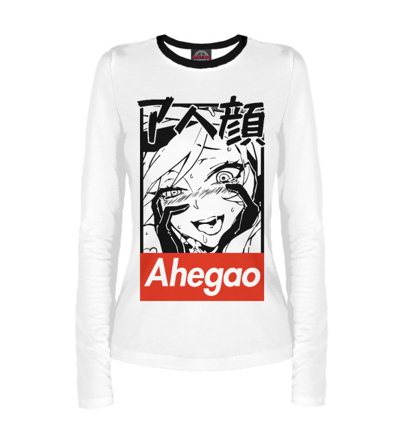 Женский лонгслив с изображением Ahegao цвета Белый