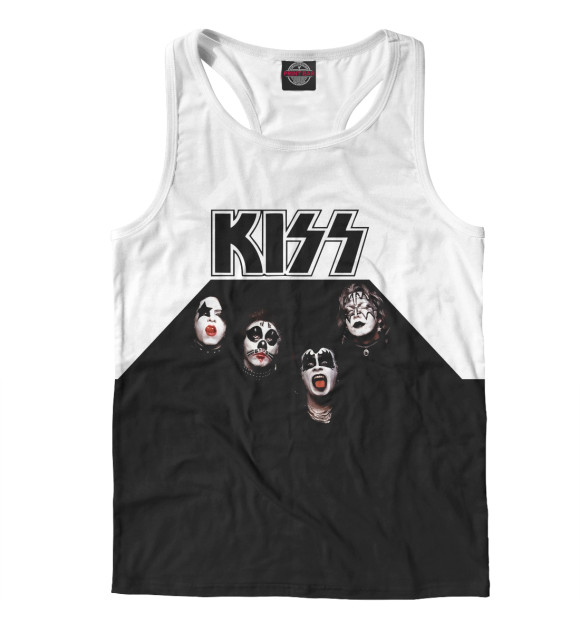 Мужская майка-борцовка с изображением Kiss цвета Белый