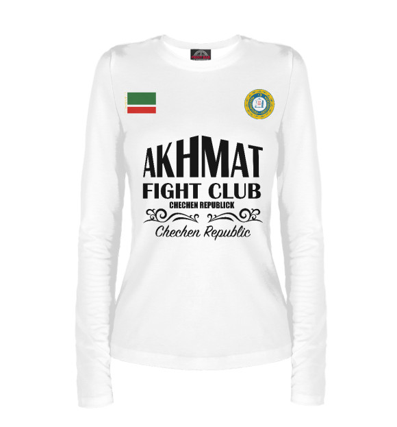 Женский лонгслив с изображением Akhmat Fight Club цвета Белый