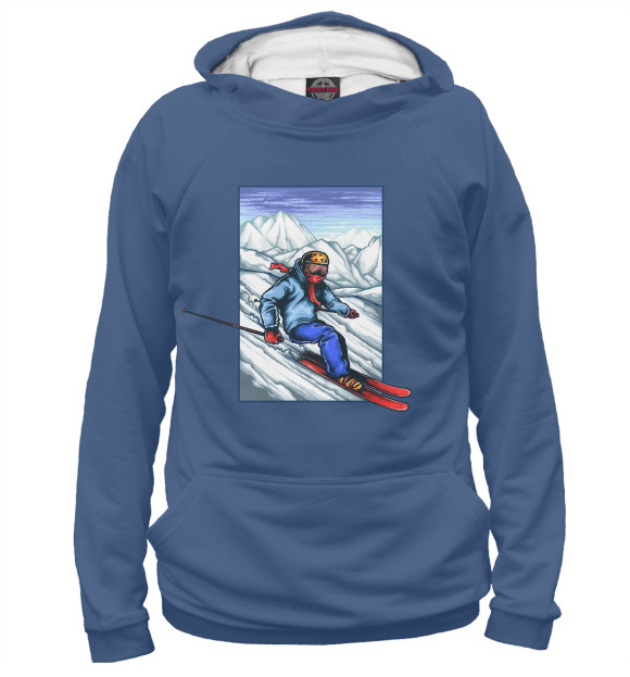 Худи для мальчика с изображением Лыжный Спорт цвета Белый