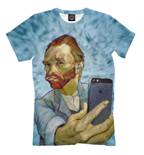 Мужская футболка с изображением Ван Гог Сэлфи цвета Молочно-белый