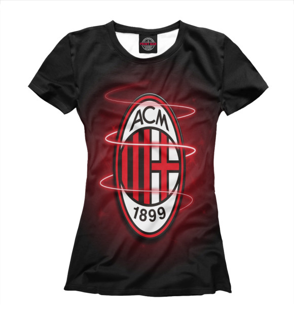 Футболка для девочек с изображением AC Milan Logo цвета Белый