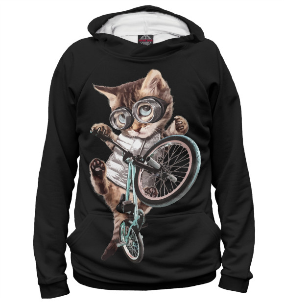 Женское худи с изображением BMX Cat цвета Белый