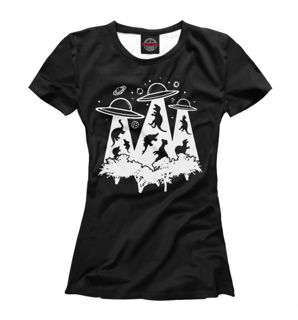 Женская футболка с изображением Как исчезли динозавры цвета Белый