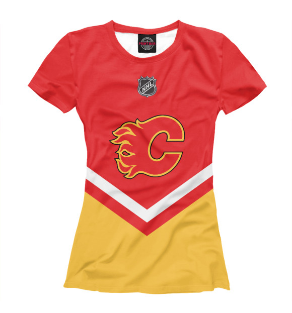 Женская футболка с изображением Calgary Flames цвета Белый