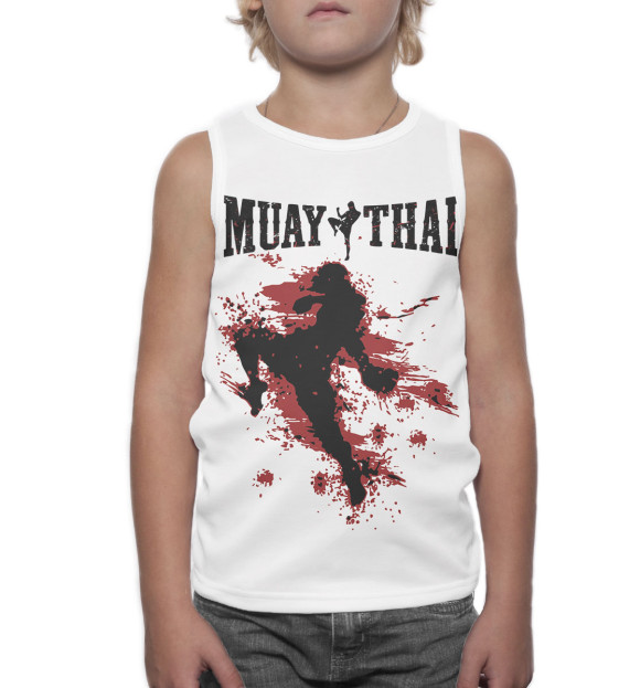 Майка для мальчика с изображением Muay Thai цвета Белый