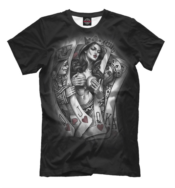 Мужская футболка с изображением Дама червей цвета Черный