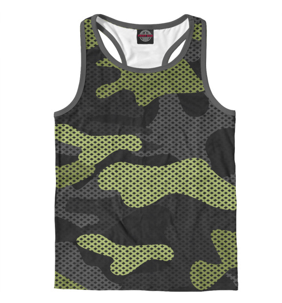 Мужская майка-борцовка с изображением Камуфляж яркий цвета Белый