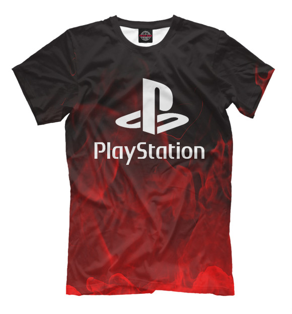 Мужская футболка с изображением Playstation | Плейстейшн цвета Белый