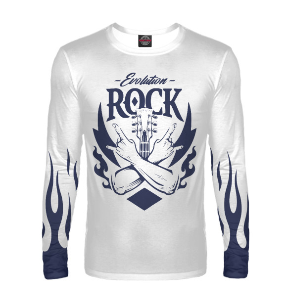 Мужской лонгслив с изображением Rock цвета Белый