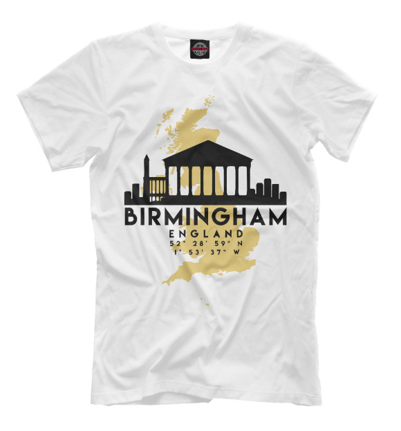 Мужская футболка с изображением Бирмингем цвета Молочно-белый