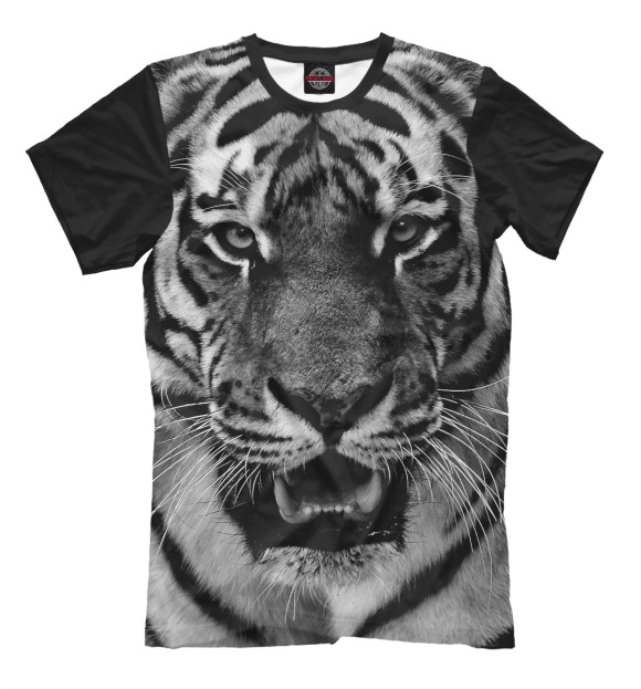 Мужская футболка с изображением Тигр цвета Серый