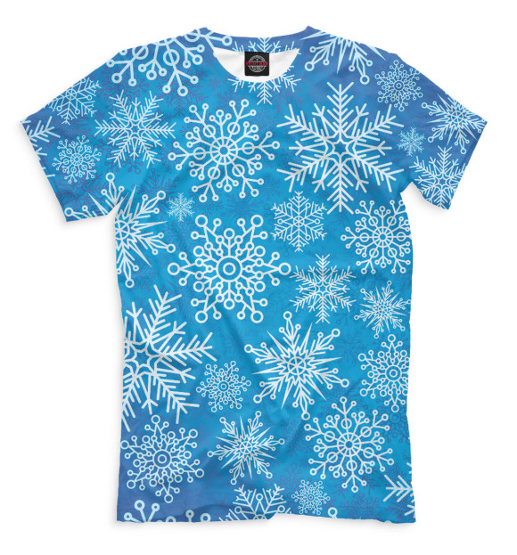 Мужская футболка с изображением Новый Год цвета Грязно-голубой