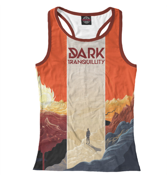 Женская майка-борцовка с притом Dark tranquillity- цвета Белый Женская майка-борцовка с изображением Dark tranquillity- цвета Белый