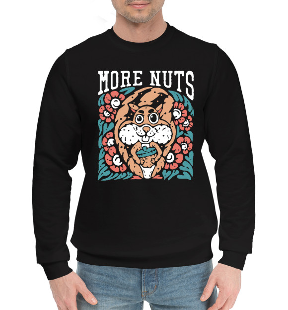 Мужской хлопковый свитшот с изображением Больше Орехов цвета Черный