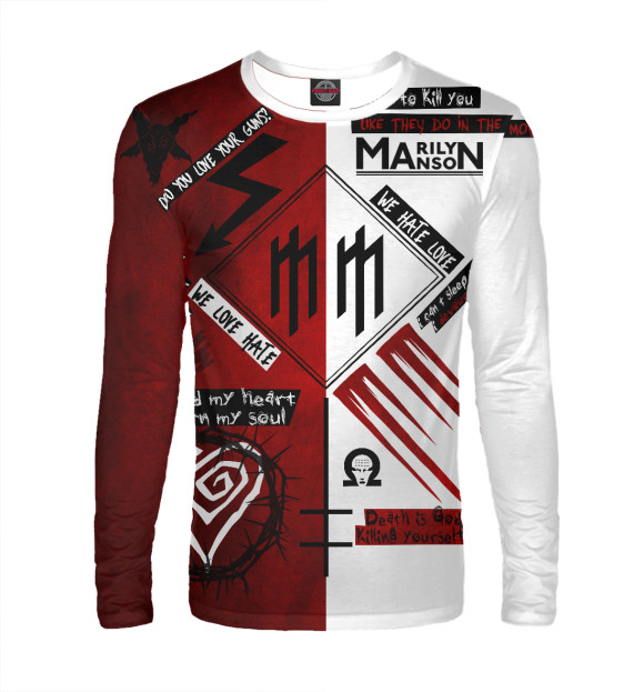 Мужской лонгслив с изображением Marilyn Manson Logo цвета Белый