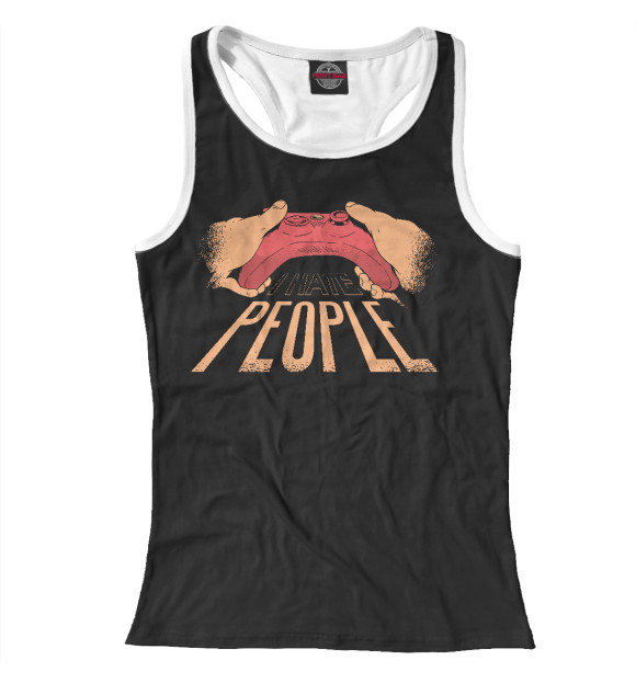 Женская майка-борцовка с притом I hate people цвета Белый Женская майка-борцовка с изображением I hate people цвета Белый