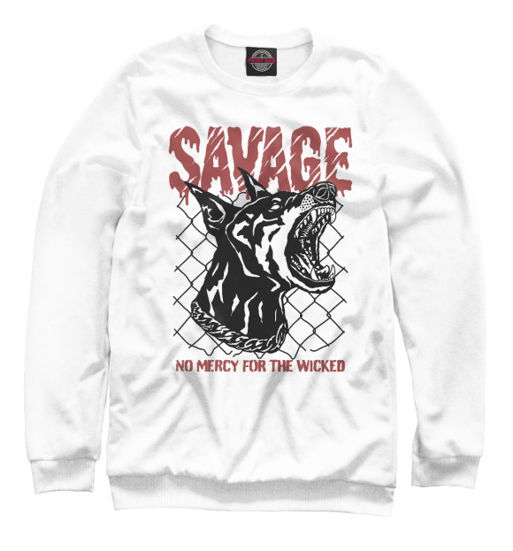Мужской свитшот с изображением SAVAGE цвета Белый