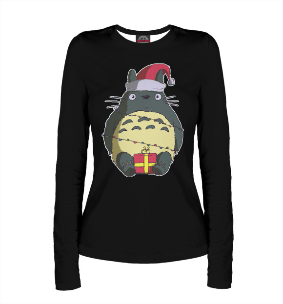 Женский лонгслив с изображением New Year Totoro цвета Белый